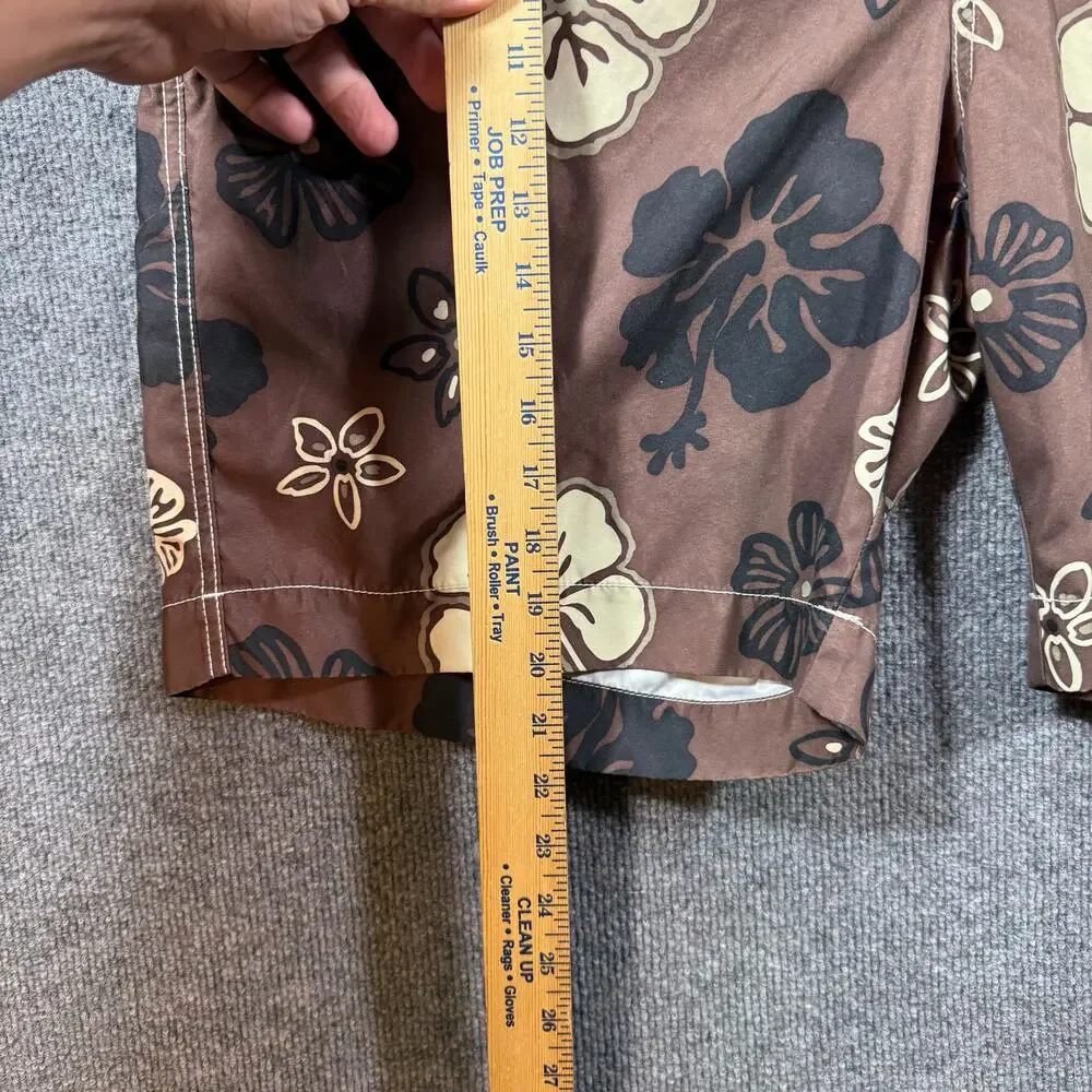 Tommy Bahama Relax Swim Shorts Men's XL Brown Floral Allover Lined Drawstring